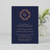 Elegant Monogram Classic Wedding Folie Uitnodiging (Staand Voorkant)