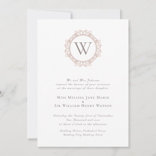 Elegant Monogram Classic Wedding Kaart (Voorkant)