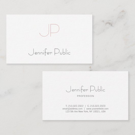 Elegant Monogram Clean Plain Luxury Design Trendy Visitekaartje (Voorkant / Achterkant)