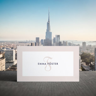 Elegant Monogram Coconut Cream Lijst Visitekaartje