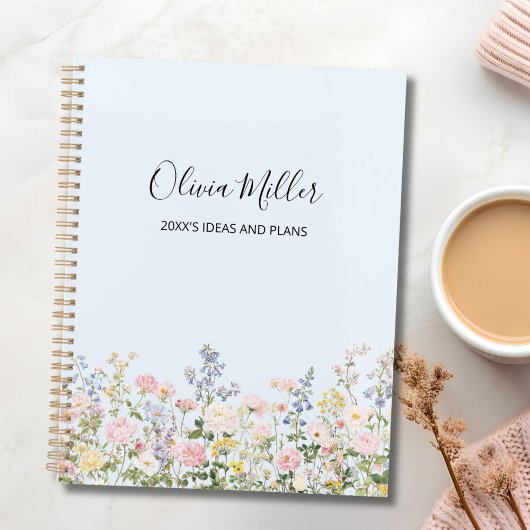Elegant Monogram Colorful Flower Garden Floral Planner