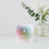 Elegant Monogram Colorful Sjabloon Luxe Modern Vierkante Visitekaartje (Staand voorkant)