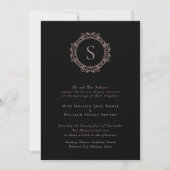 Elegant Monogram Copper Blush Black Wedding Kaart (Voorkant)