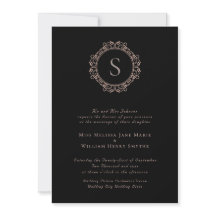 Elegant Monogram Copper Blush Black Wedding
