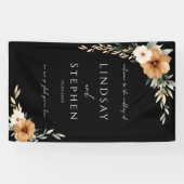 Elegant Monogram Copper Earthy Black Wedding Spandoek (Horizontaal)