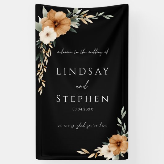 Elegant Monogram Copper Earthy Black Wedding Spandoek (Verticaal)
