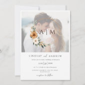 Elegant Monogram Copper Earthy Botanical Photo Kaart (Voorkant)