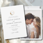 Elegant Monogram Copper Earthy Botanical Photo Kaart