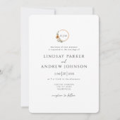 Elegant Monogram Copper Earthy Botanical Wedding Kaart (Voorkant)