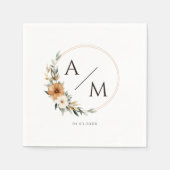 Elegant Monogram Copper  Earthy Botanical Wedding  Servet (Voorkant)