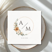 Elegant Monogram Copper  Earthy Botanical Wedding  Servet