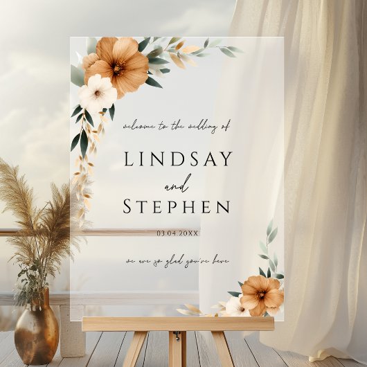 Elegant Monogram Copper Earthy White Wedding Acryl Bord