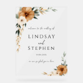 Elegant Monogram Copper Earthy White Wedding Acryl Bord (Voorkant)