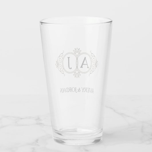 Elegant Monogram couple initials luxurious style Glas (Achterkant)