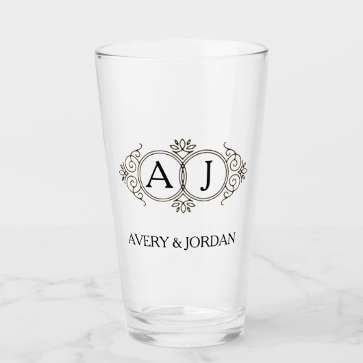 Elegant Monogram couple initials luxurious style Glas (Voorkant)