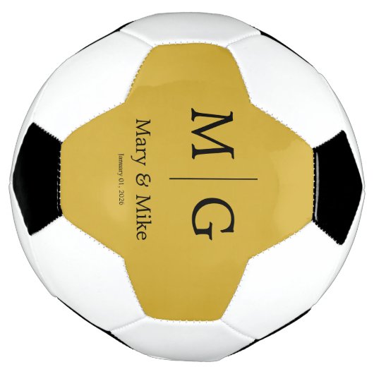 Elegant Monogram Couple Name Metallic Gold Voetbal (Gedraaid)