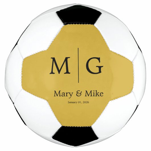 Elegant Monogram Couple Name Metallic Gold Voetbal (Voorkant)