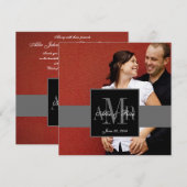 Elegant Monogram Couple Photo Wedding Invitation Kaart (Voorkant / Achterkant)