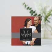 Elegant Monogram Couple Photo Wedding Invitation Kaart (Staand voorkant)