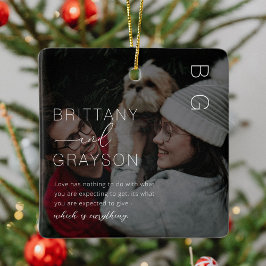 Elegant Monogram Couplo Kerstkeramiek Keramisch Ornament