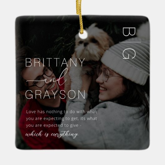 Elegant Monogram Couplo Kerstkeramiek Keramisch Ornament (Voorkant)