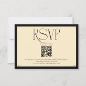 Elegant Monogram Cream and Black Wedding  RSVP Kaartje (Voorkant)