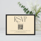 Elegant Monogram Cream and Black Wedding  RSVP Kaartje (Staand voorkant)