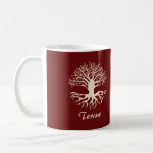 Elegant Monogram Cream Tree of Life on Burgundy Koffiemok (Links)