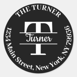 Elegant Monogram Creëer Uw Eigen Adres van de Teru Ronde Sticker