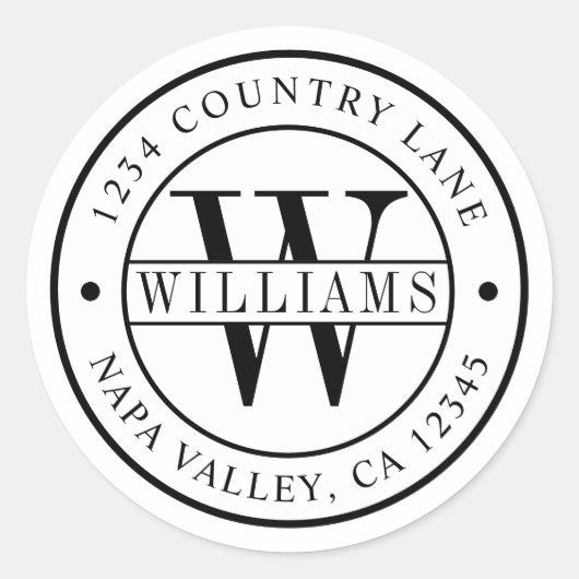 Elegant Monogram | Creëer Uw eigen retouradres Ronde Sticker (Voorkant)