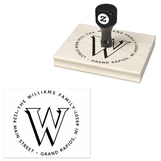 Elegant Monogram│Creëer Uw eigen retouradres Rubberstempel (Gestempeld)