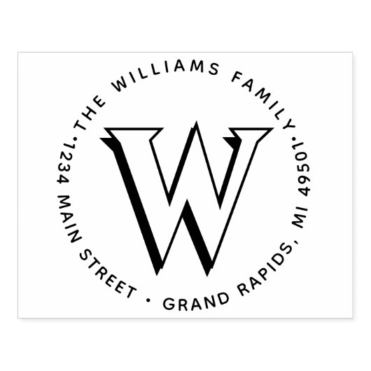 Elegant Monogram│Creëer Uw eigen retouradres Rubberstempel (Afrduk)