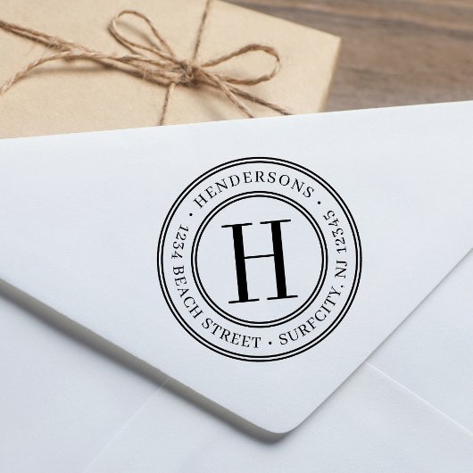 Elegant Monogram | Creëer Uw eigen retouradres Zelfinktende Stempel