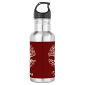 Elegant Monogram Crème Boom des Levens op Bourgond Waterfles (Voorkant)