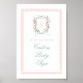 Elegant Monogram Crest Baby Shower Custom 4x6 Poster (Voorkant)