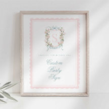 Elegant Monogram Crest Baby Shower Custom 4x6