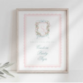 Elegant Monogram Crest Baby Shower Custom 5x7 Poster