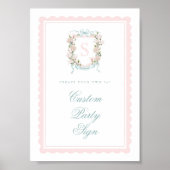 Elegant Monogram Crest Baby Shower Custom 5x7 Poster (Voorkant)