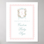 Elegant Monogram Crest Baby Shower Custom 8x10 Poster (Voorkant)