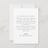 Elegant  Monogram Crest Bruiloft Bedankkaart (Achterkant)