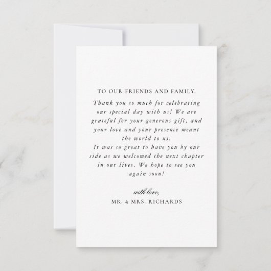 Elegant  Monogram Crest Bruiloft Bedankkaart (Achterkant)