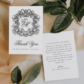 Elegant  Monogram Crest Bruiloft Bedankkaart