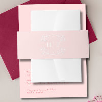 Elegant Monogram Crest Bruiloft roze blush