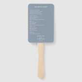Elegant Monogram Crest Dusty Blue Wedding Programm Handwaaier (Achterkant)