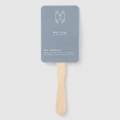 Elegant Monogram Crest Dusty Blue Wedding Programm Handwaaier (Voorkant)