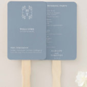 Elegant Monogram Crest Dusty Blue Wedding Programm Handwaaier