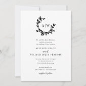 Elegant Monogram Crest Foto Botanische Bruiloft Kaart (Voorkant)