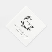 Elegant Monogram Crest Foto Botanische Bruiloft Servet (Hoek)