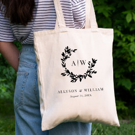 Elegant Monogram Crest Foto Botanische Bruiloft Tote Bag