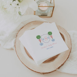 Elegant Monogram Crest Girl Baby shower Party Servet